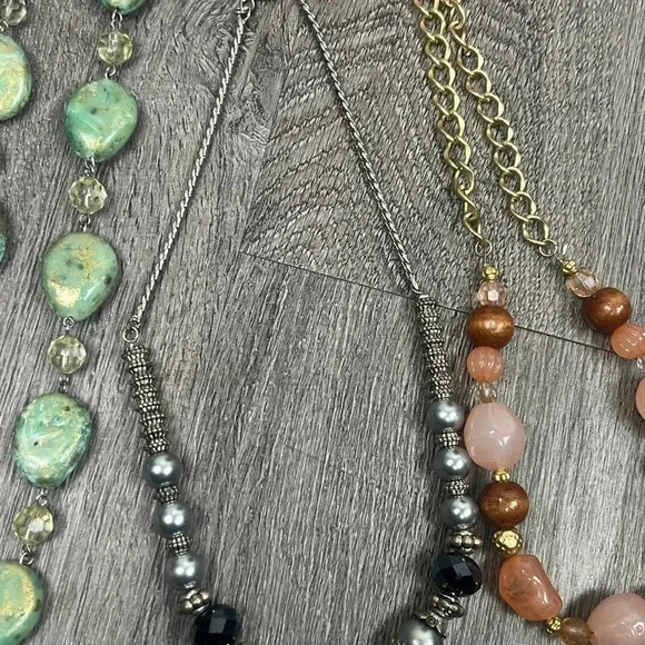 Multicolor Beaded Necklace Set  Three(3) Mixed Style Necklaces - Picture 7 of 16